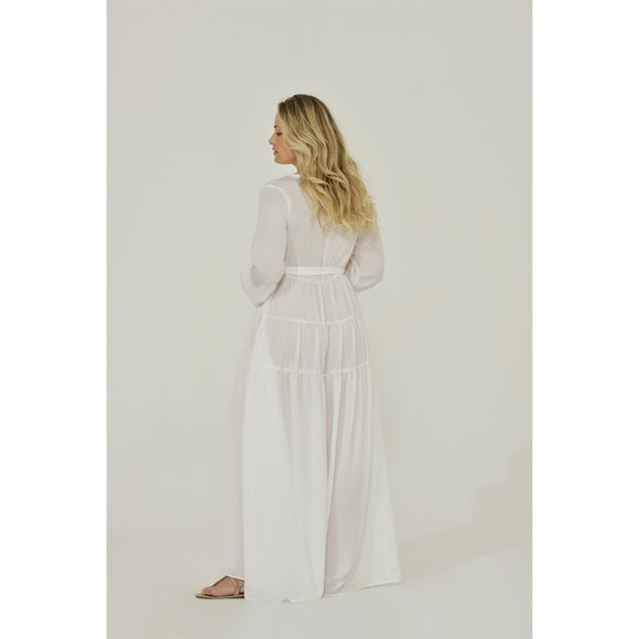 Maxi Dress | Button Up Maxi Dress | Long Sleeve | White | NWT - Picture 5 of 7